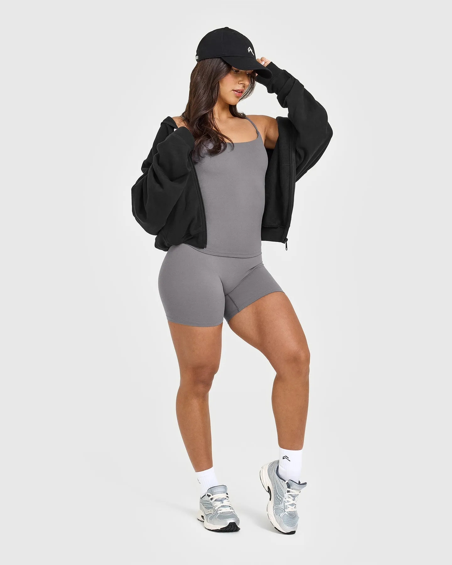 SoftMotion™ Strappy Vest with Built in Bra Shelf | Ash Grey sold by Oner Active product image thumbnail 3