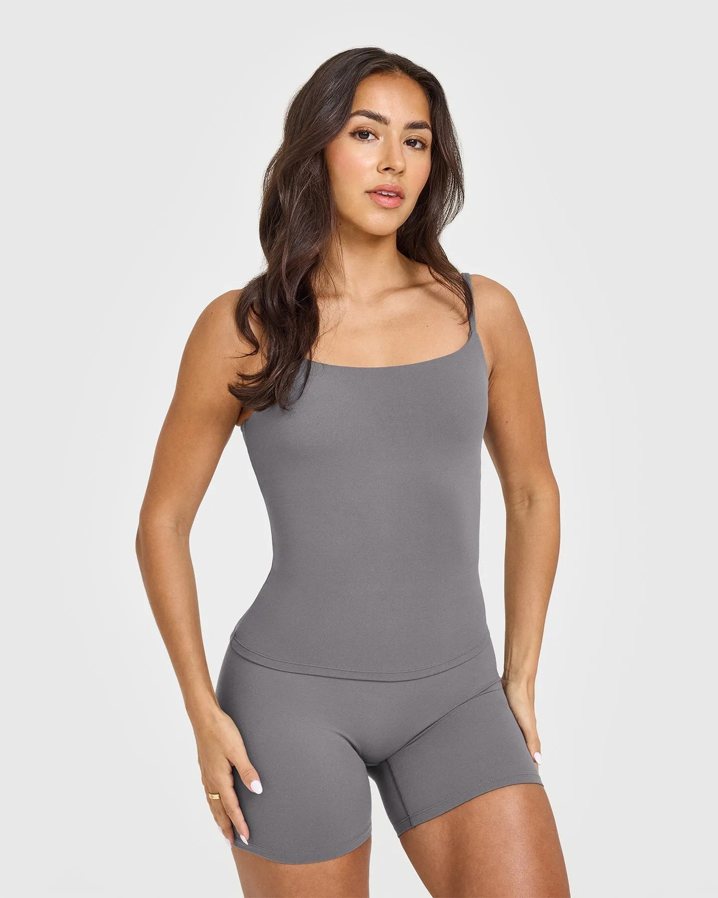 SoftMotion™ Strappy Vest with Built in Bra Shelf | Ash Grey sold by Oner Active