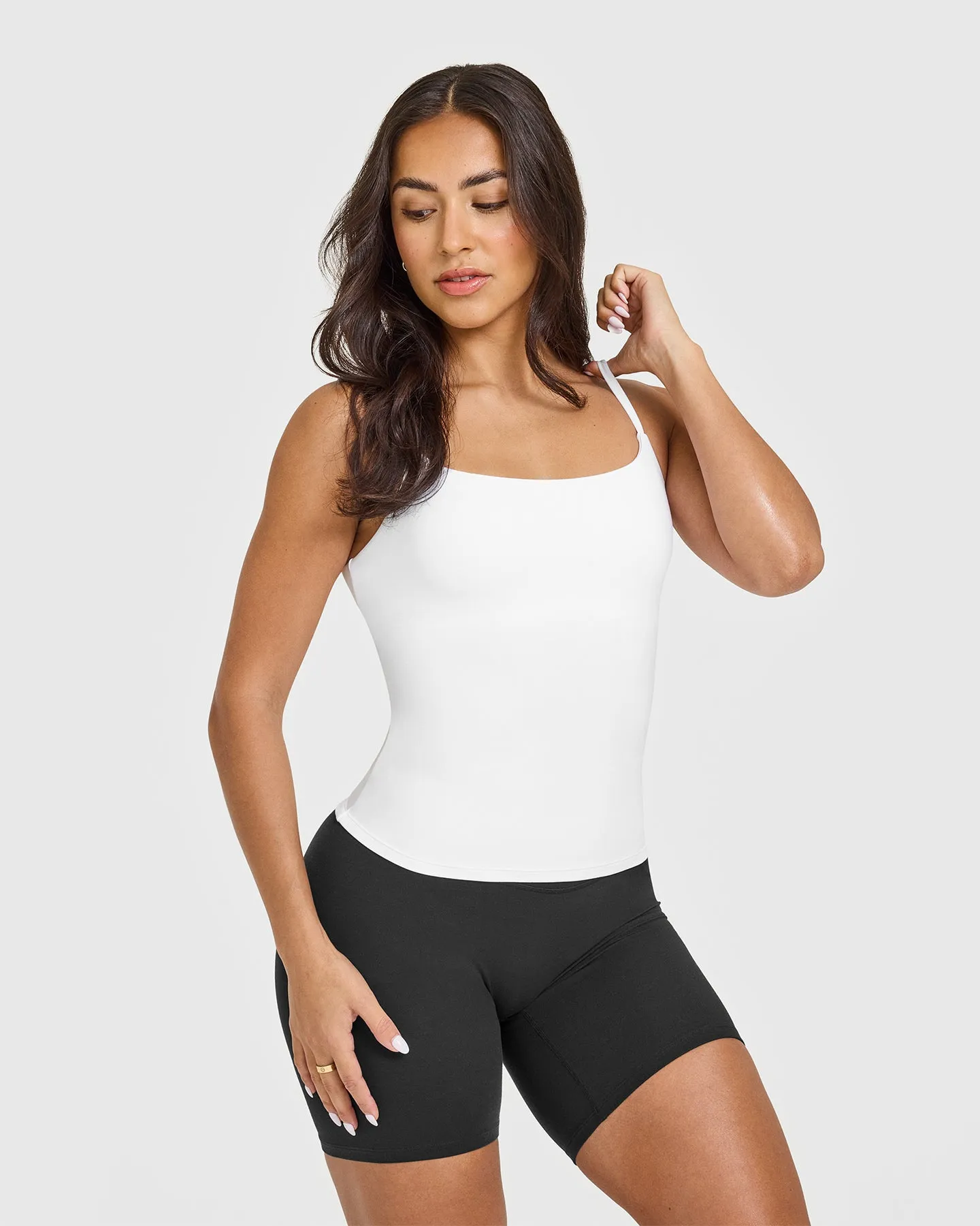 SoftMotion™ Strappy Vest with Built in Bra Shelf | White sold by Oner Active