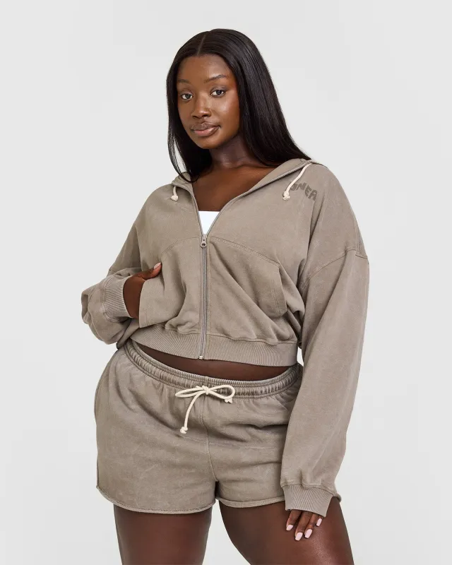 Raw Lounge Oversized Zip Hoodie | Washed Warm Sand sold by Oner Active