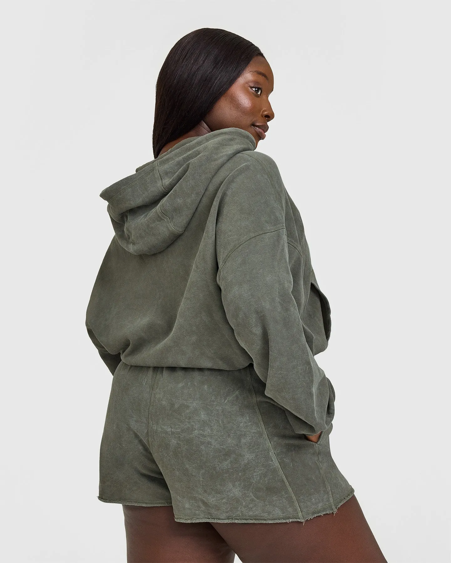 Raw Lounge Oversized Zip Hoodie | Washed Dark Khaki sold by Oner Active product image thumbnail 2