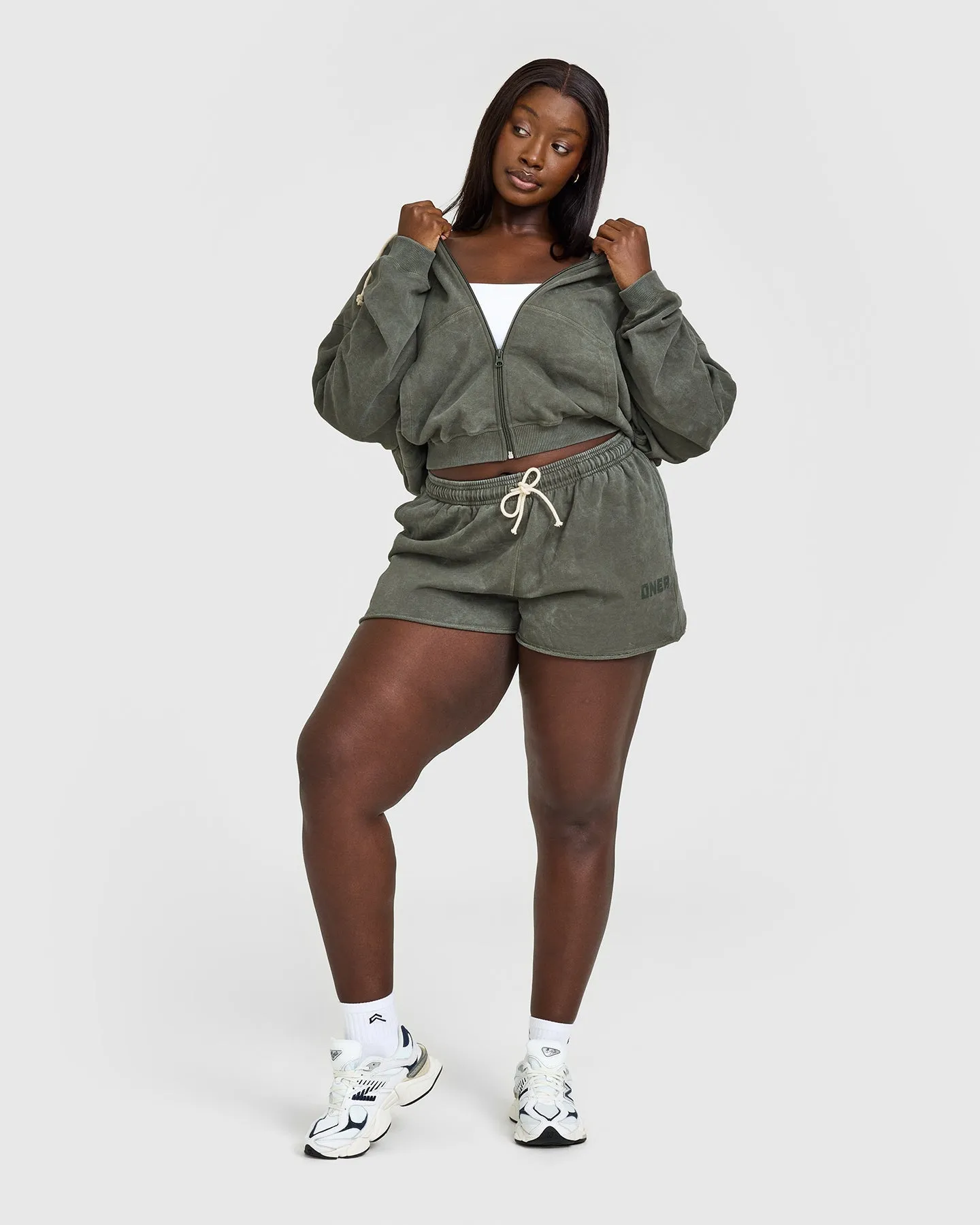 Raw Lounge Oversized Zip Hoodie | Washed Dark Khaki sold by Oner Active product image thumbnail 3