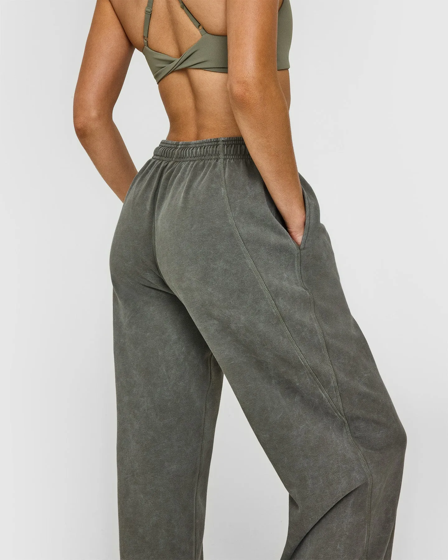 Raw Lounge Wide Leg Joggers | Washed Dark Khaki sold by Oner Active product image thumbnail 4