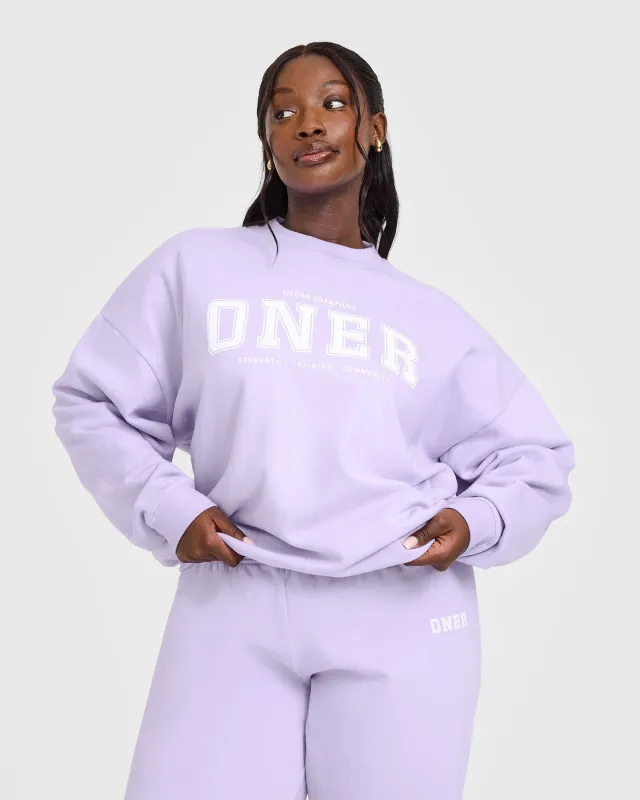 Mid Weight Sweatshirt With Printed Logo | Lavender Purple sold by Oner Active