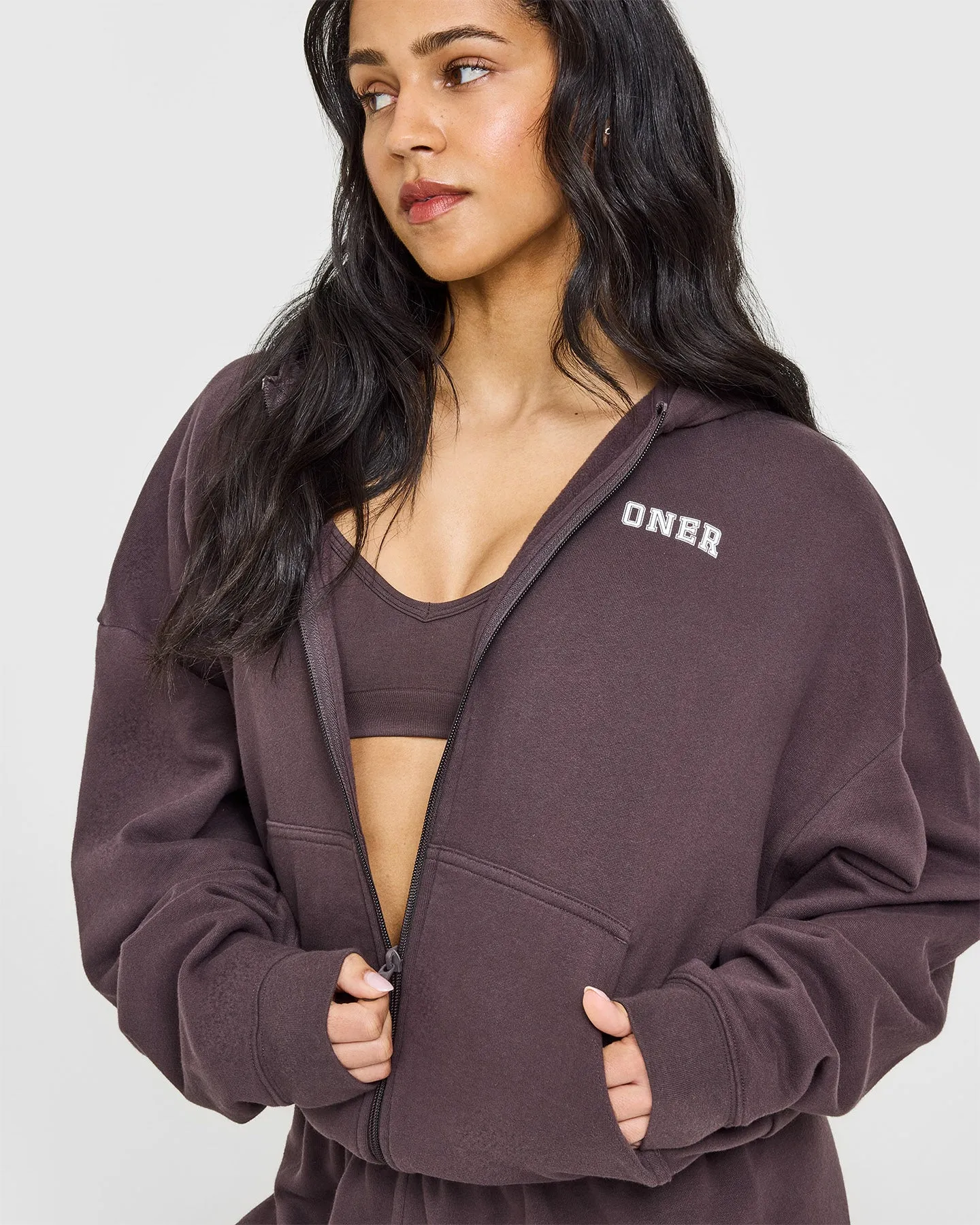 Mid Weight Zip Through Hoodie | Umber Brown sold by Oner Active product image thumbnail 5