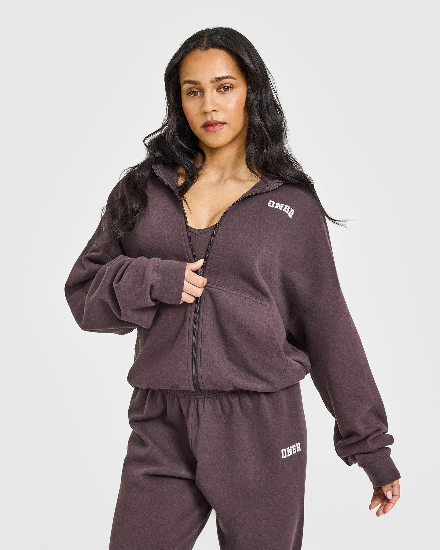 Mid Weight Zip Through Hoodie | Umber Brown sold by Oner Active