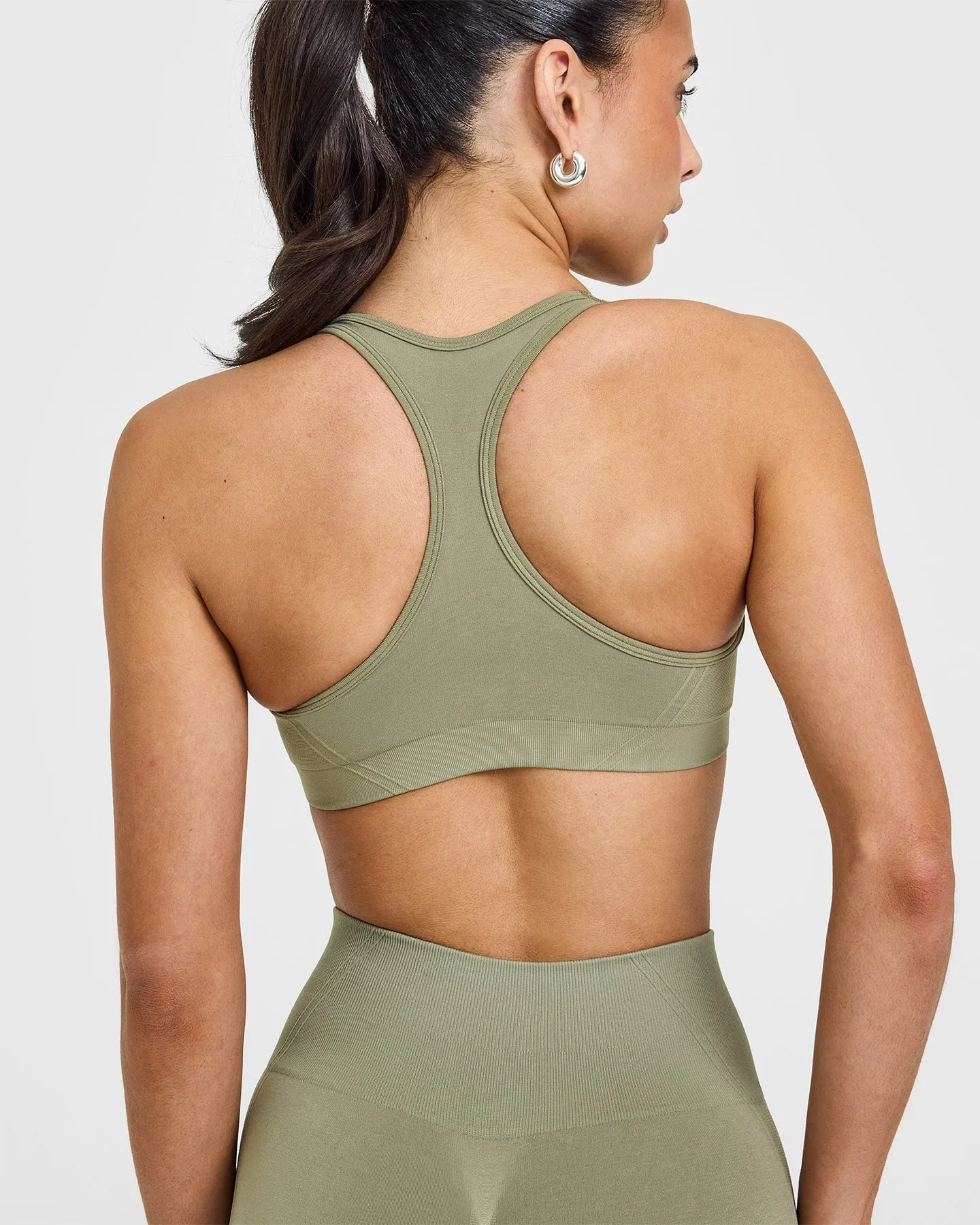 Effortless Seamless Racer Back Sports Bra | Deep Sage Green sold by Oner Active product image thumbnail 4