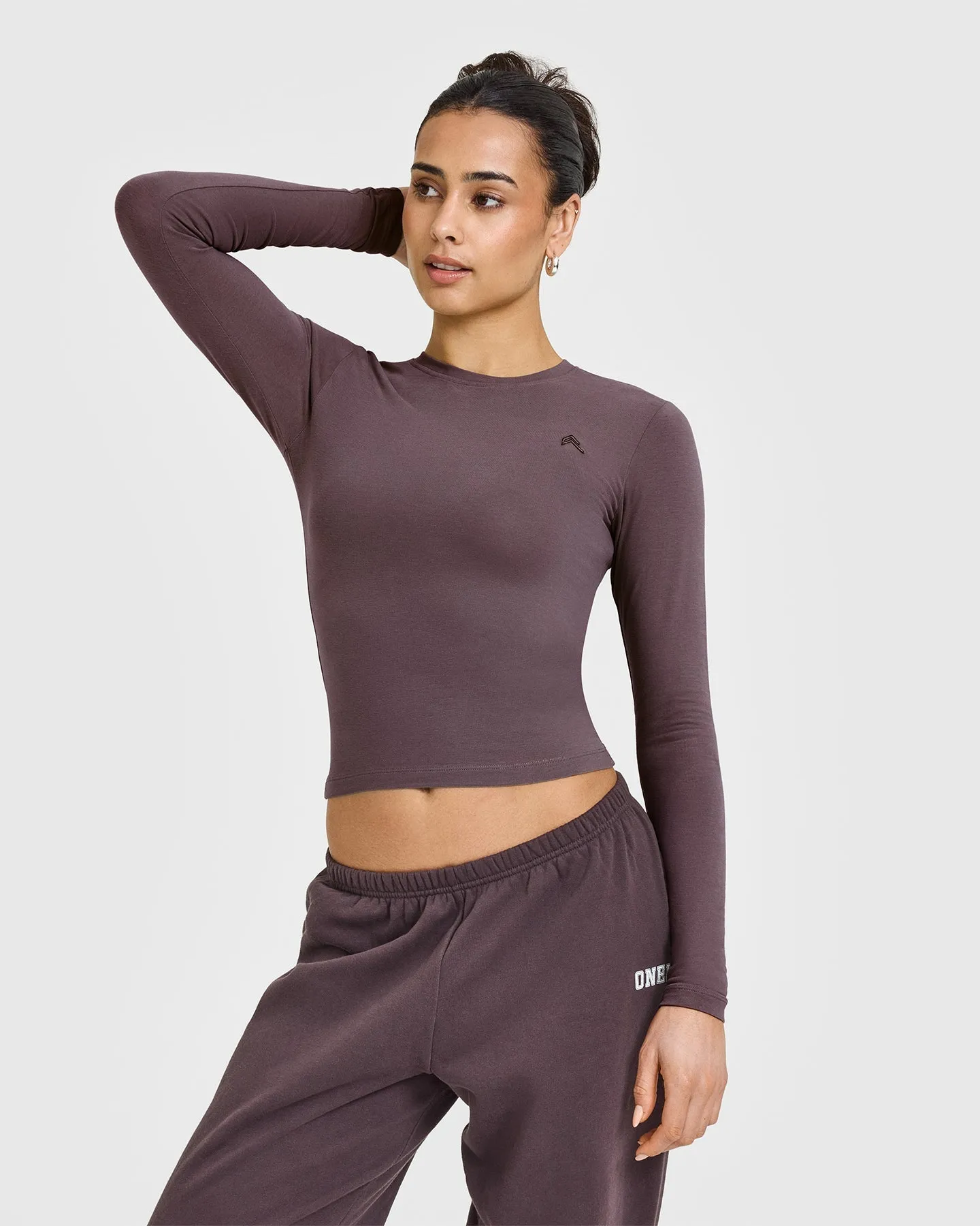 Cotton Icon Long Sleeve Top | Umber Brown sold by Oner Active