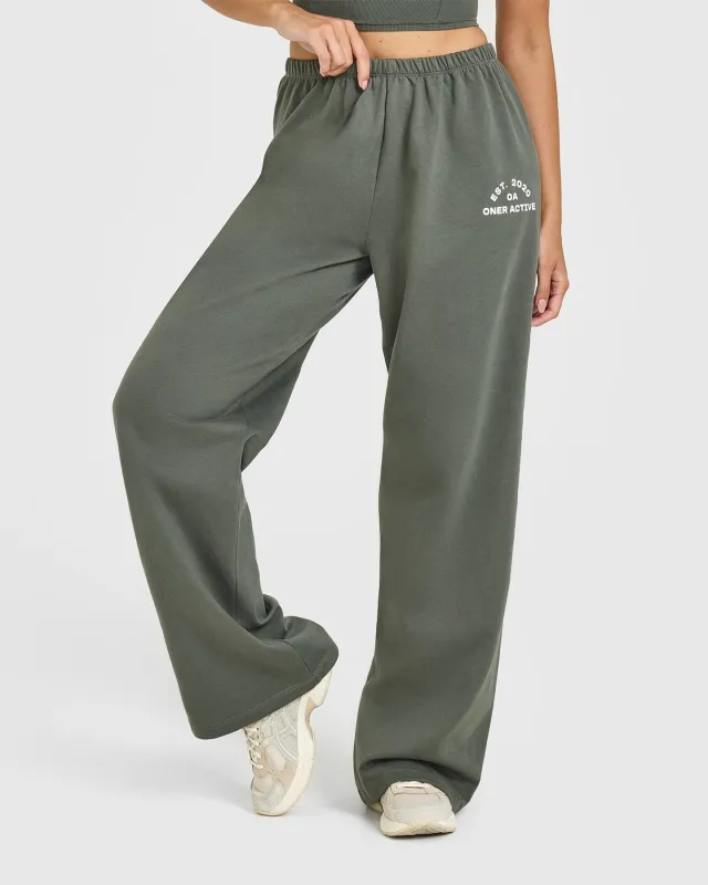 Lightweight Straight Leg Joggers with Graphic | Dark Khaki sold by Oner Active