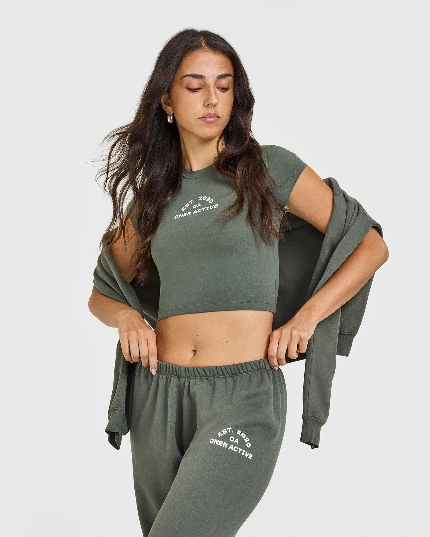 Lightweight Joggers With Graphic | Dark Khaki sold by Oner Active product image thumbnail 4