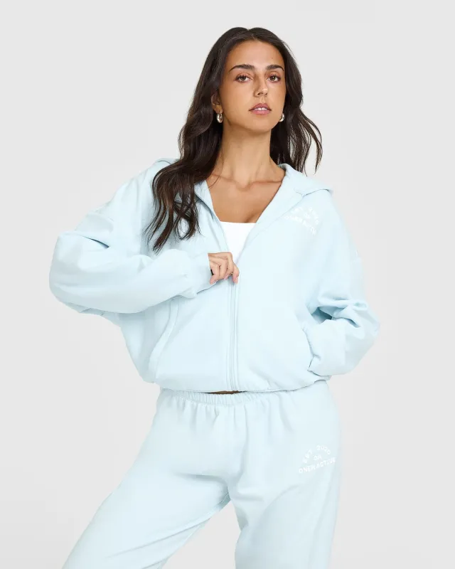 Lightweight Zip Through Hoodie with Graphic | Cloud Blue sold by Oner Active