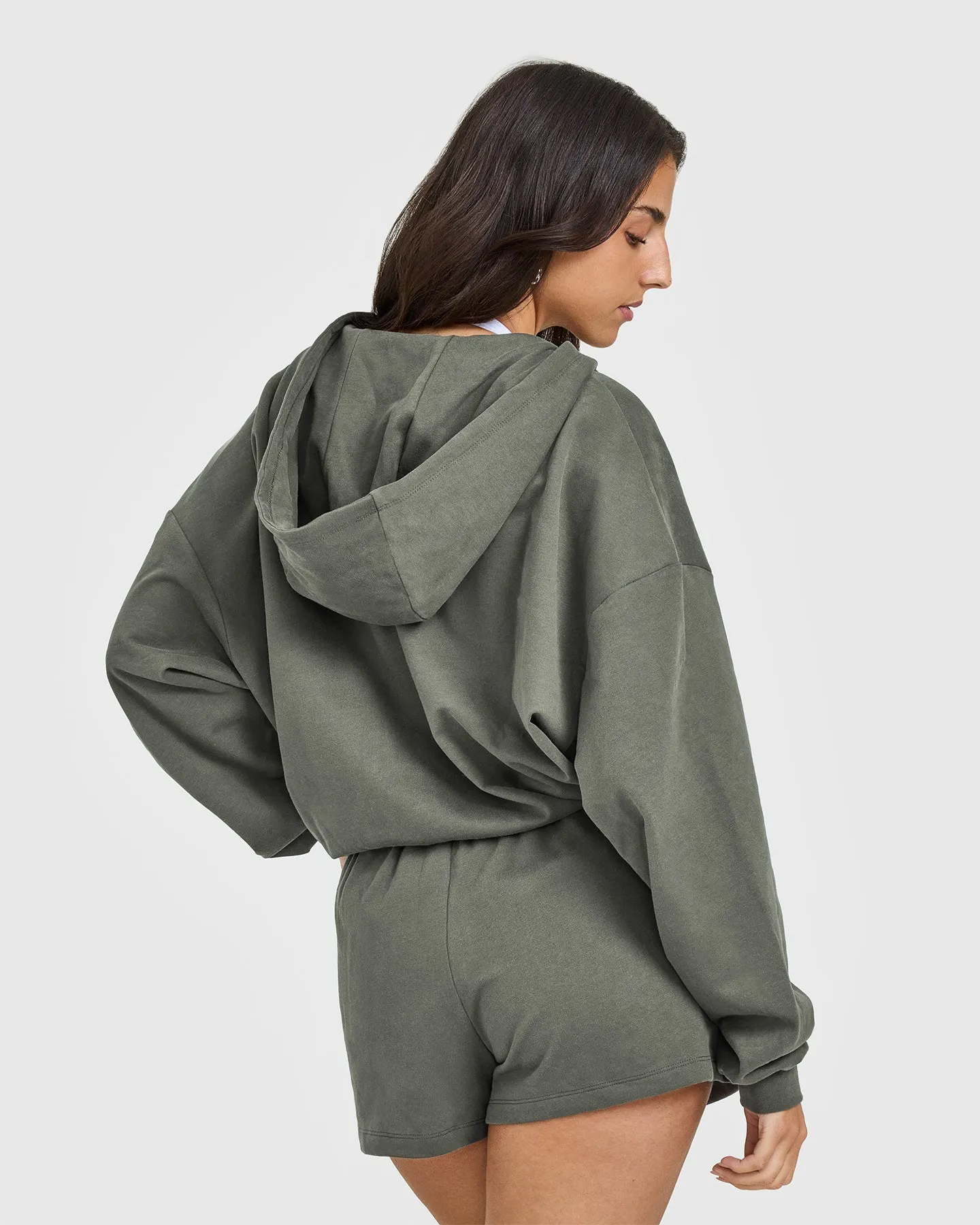 Lightweight Zip Through Hoodie with Graphic | Dark Khaki sold by Oner Active product image thumbnail 2