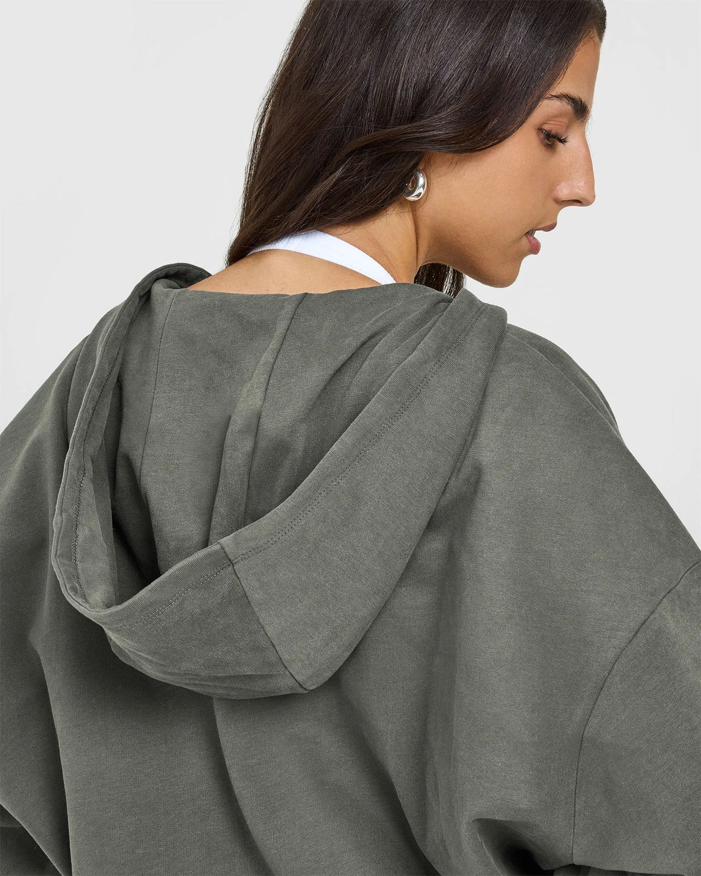 Lightweight Zip Through Hoodie with Graphic | Dark Khaki sold by Oner Active product image thumbnail 4