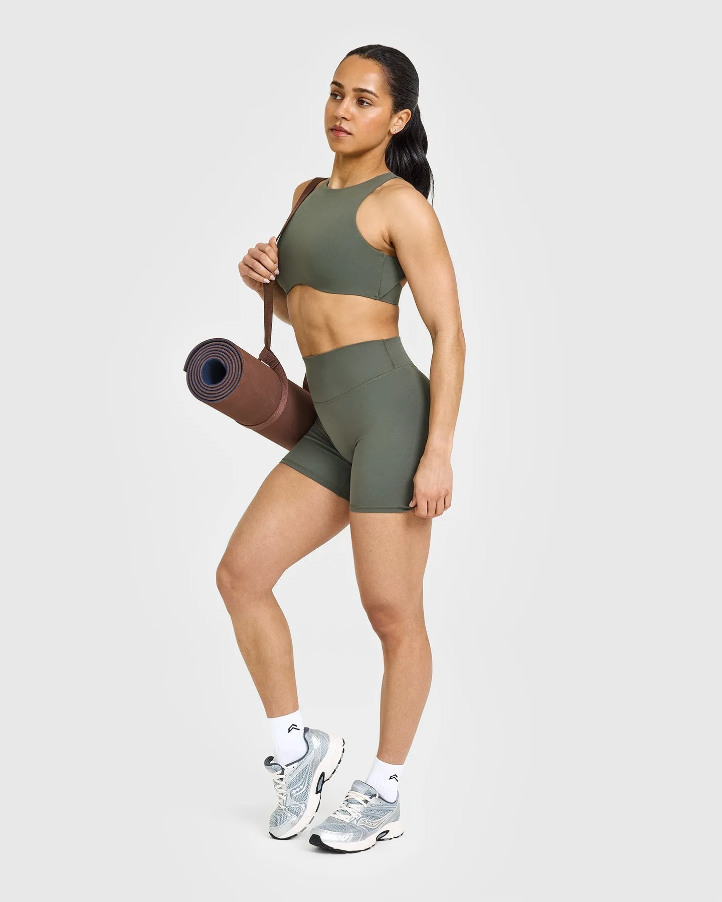 SoftMotion™ High Neck Sports Bra | Dark Khaki sold by Oner Active product image thumbnail 3