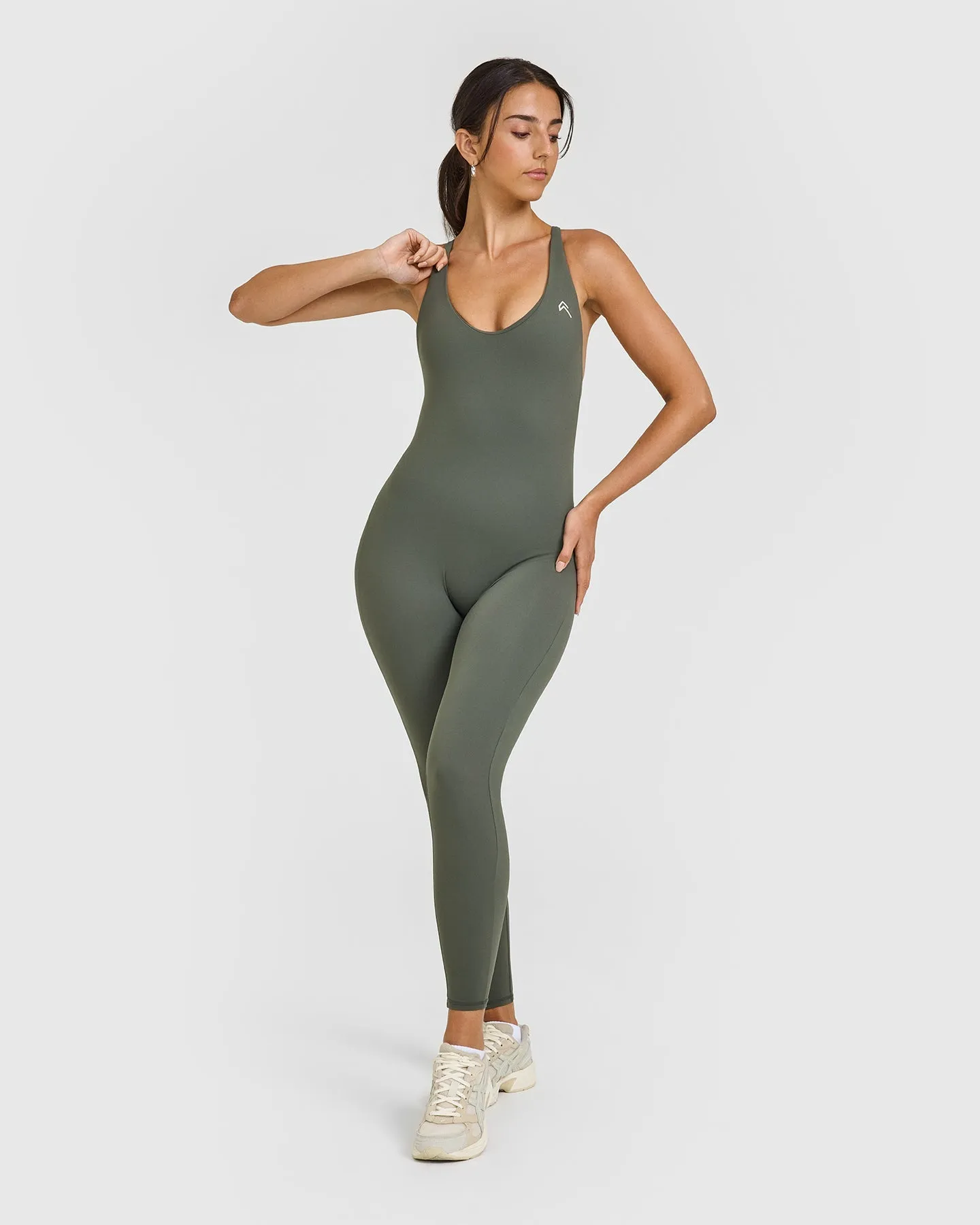 Unified Scoop Back All In One Long | Dark Khaki sold by Oner Active