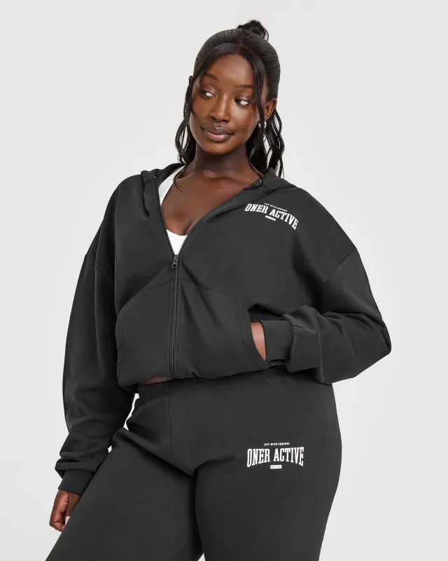Classic Lounge Oversized Zip Through Hoodie | 70% Cocoa