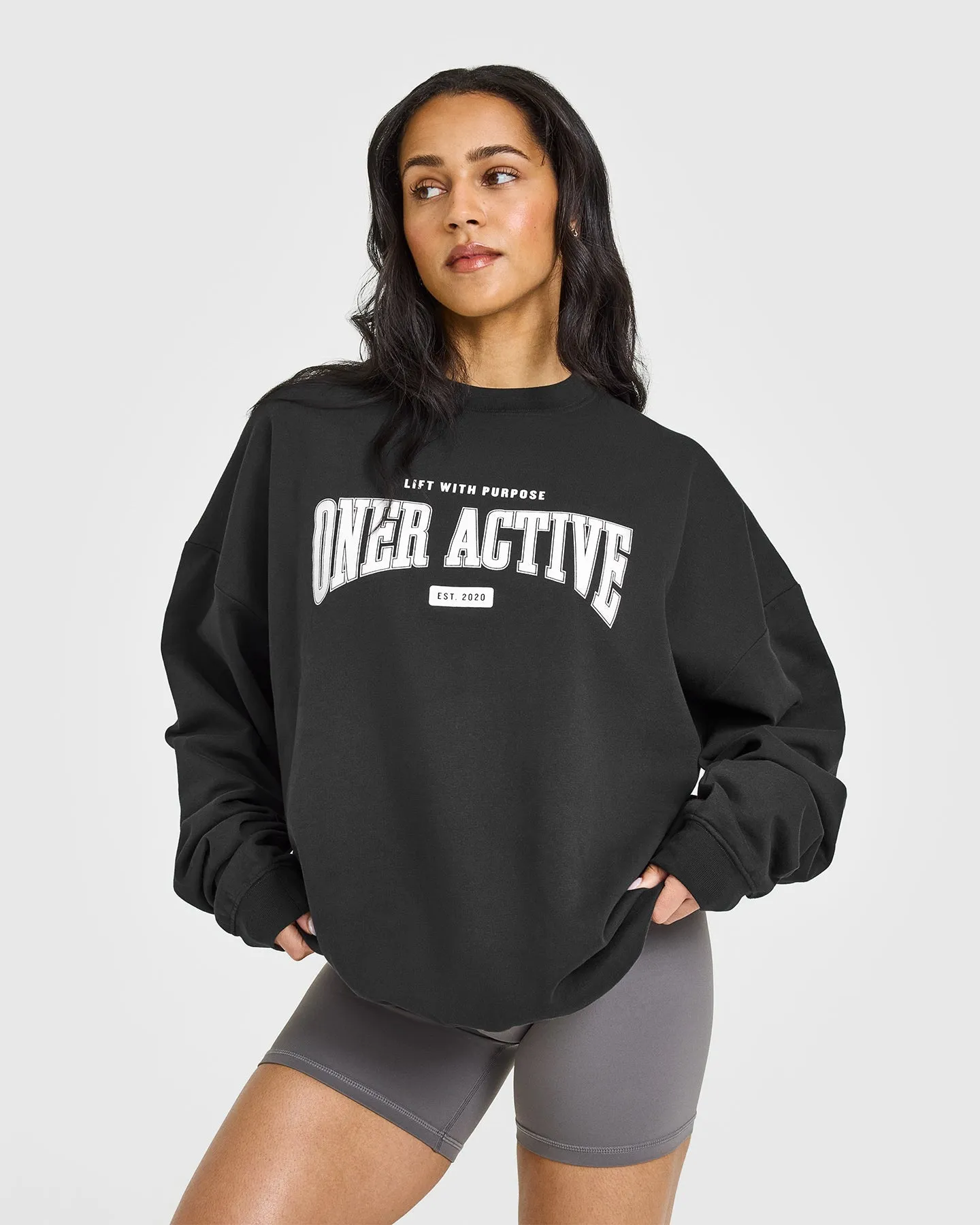 Lightweight Sweatshirt with Athletic Graphic | Soft Black sold by Oner Active