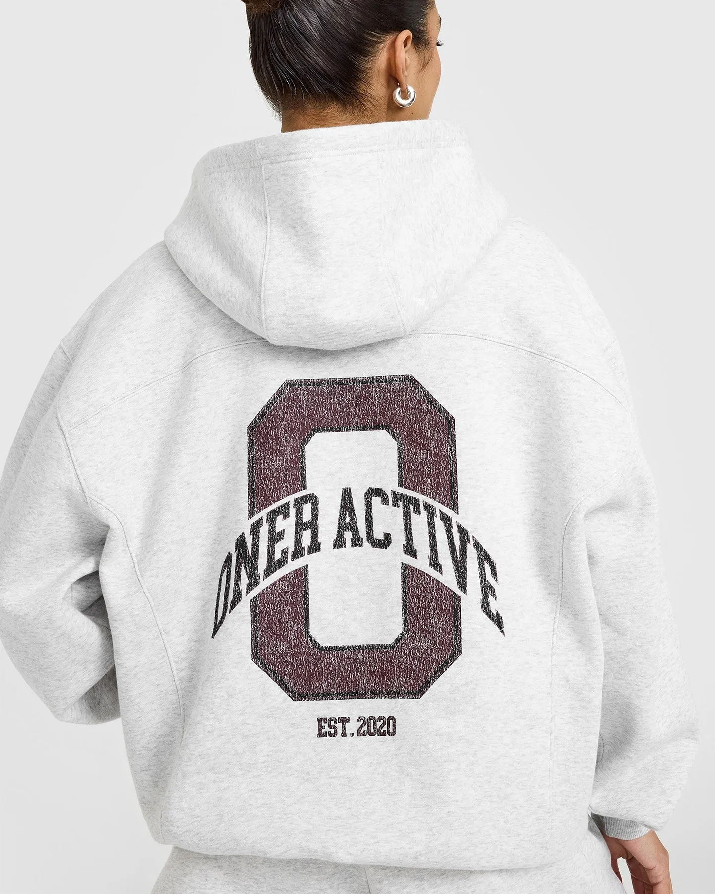 Foundations Oversized Hoodie With Large Printed Graphic | Light Grey Marl sold by Oner Active product image thumbnail 4