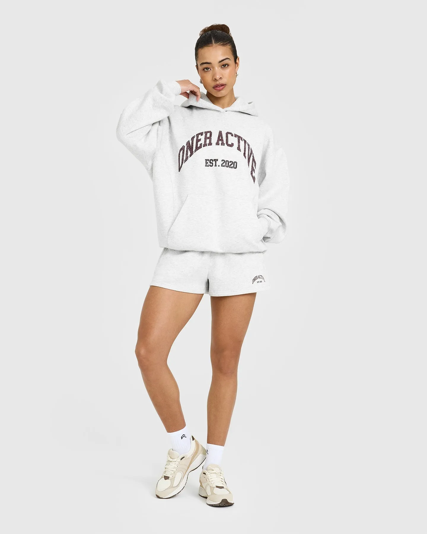 Foundations Oversized Hoodie With Large Printed Graphic | Light Grey Marl sold by Oner Active product image thumbnail 3