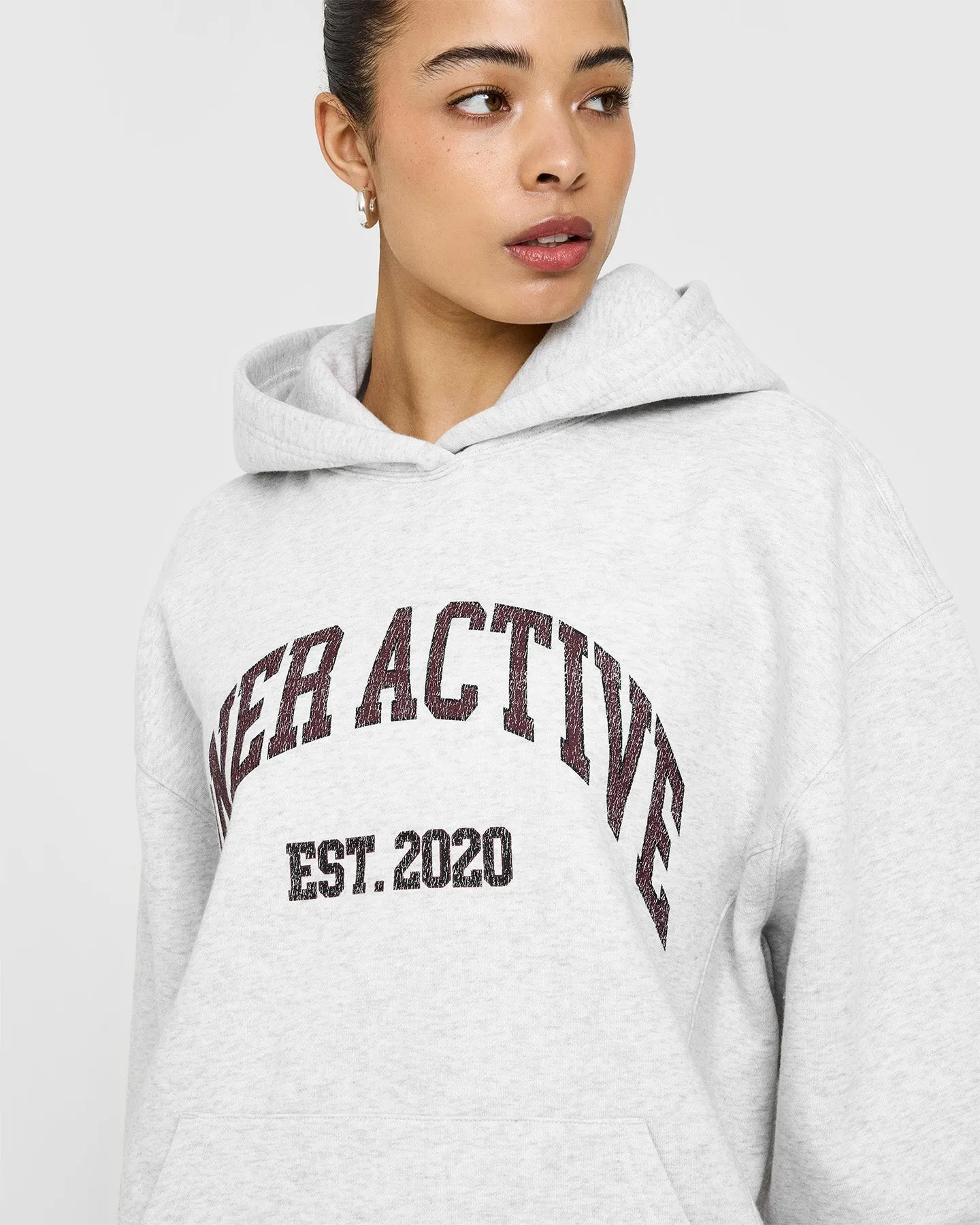 Foundations Oversized Hoodie With Large Printed Graphic | Light Grey Marl sold by Oner Active product image thumbnail 5