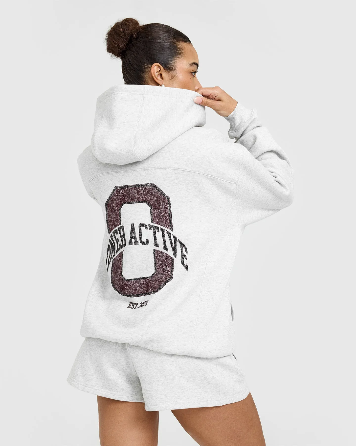 Foundations Oversized Hoodie With Large Printed Graphic | Light Grey Marl sold by Oner Active product image thumbnail 2