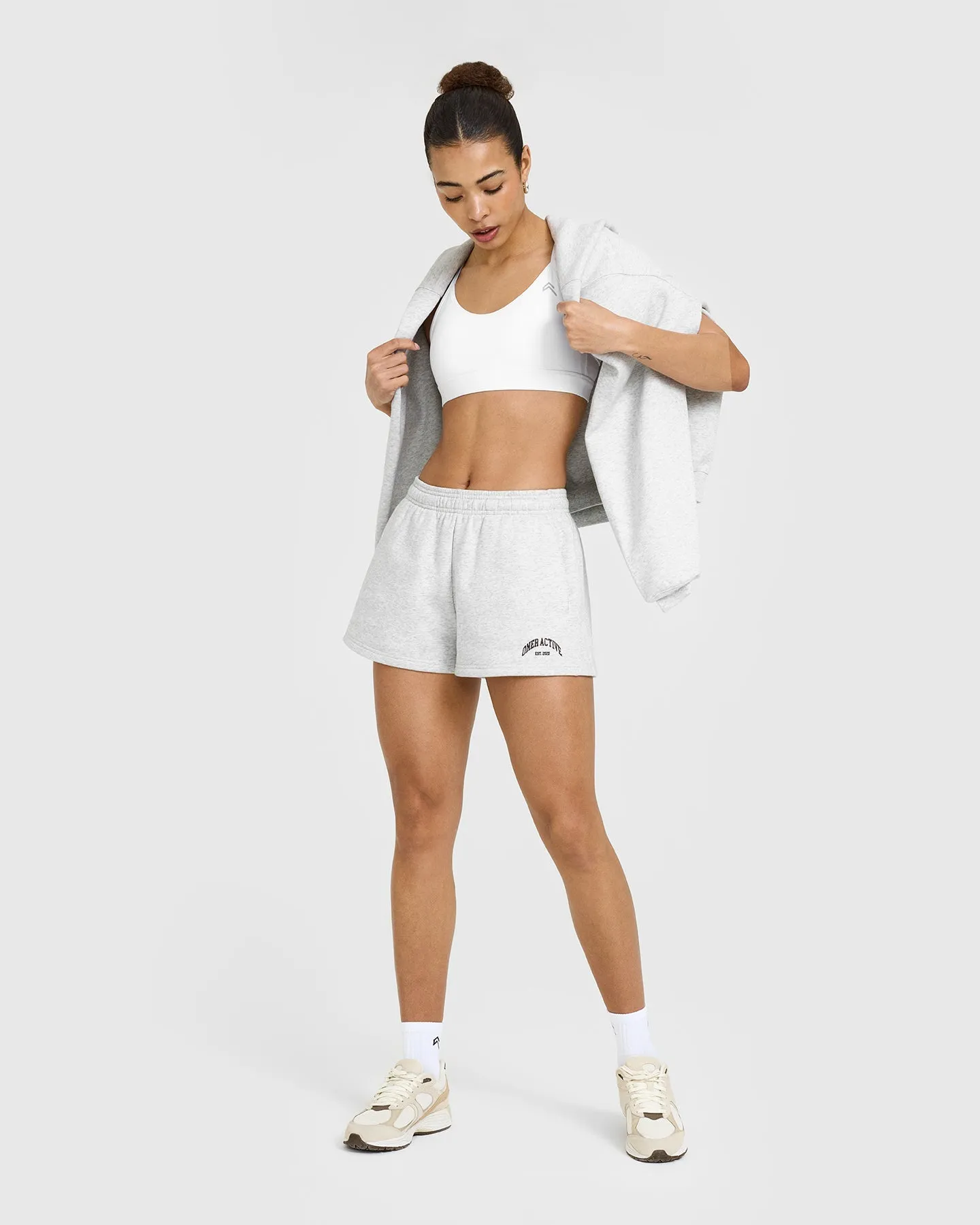 Foundations Oversized Shorts With Printed Graphic | Light Grey Marl sold by Oner Active product image thumbnail 3