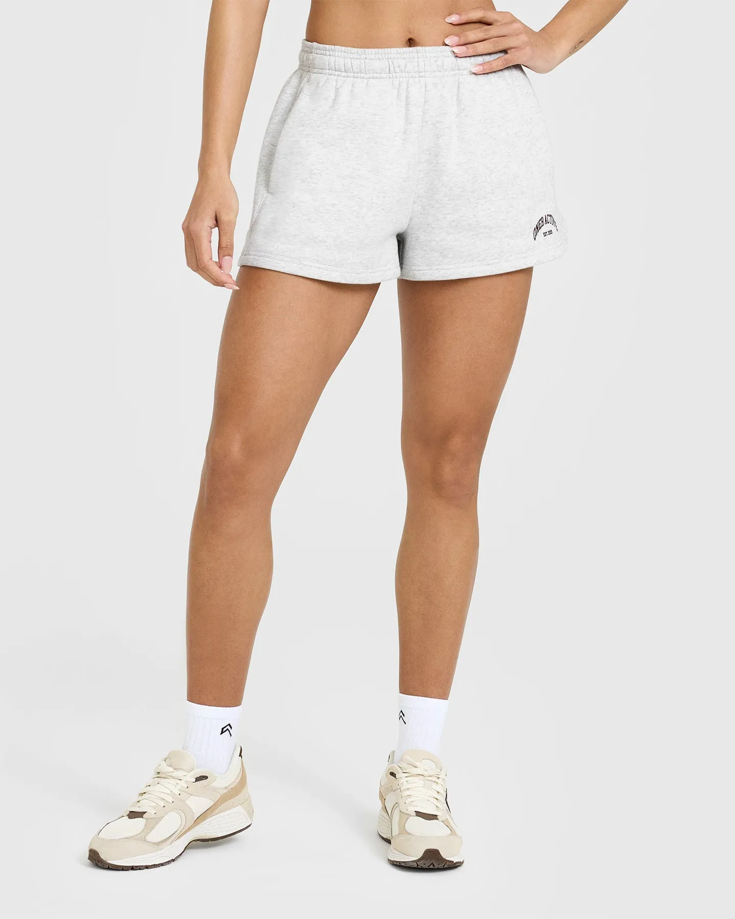 Foundations Oversized Shorts With Printed Graphic | Light Grey Marl sold by Oner Active