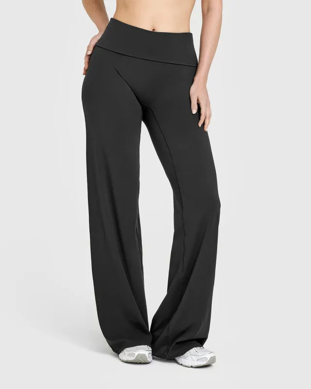 SoftMotion™ Fold Over Straight Leg Bottoms | Soft Black sold by Oner Active