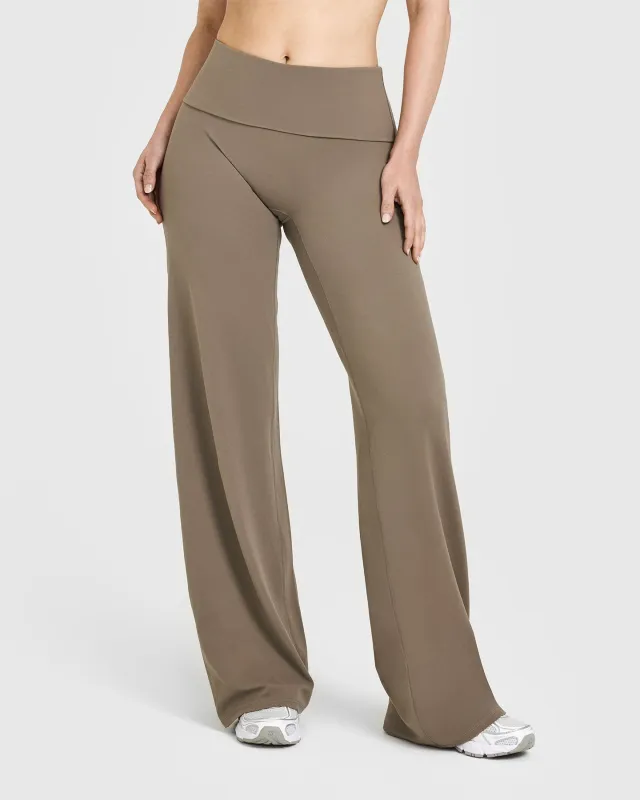 SoftMotion™ Fold Over Straight Leg Bottoms | Moss Brown sold by Oner Active