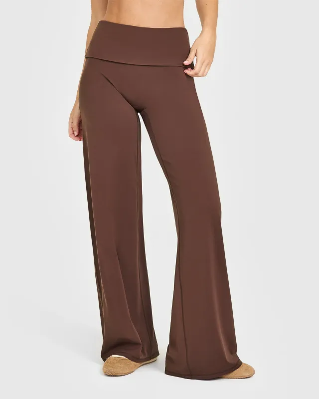 SoftMotion™ Fold Over Straight Leg Bottoms | Espresso Brown sold by Oner Active