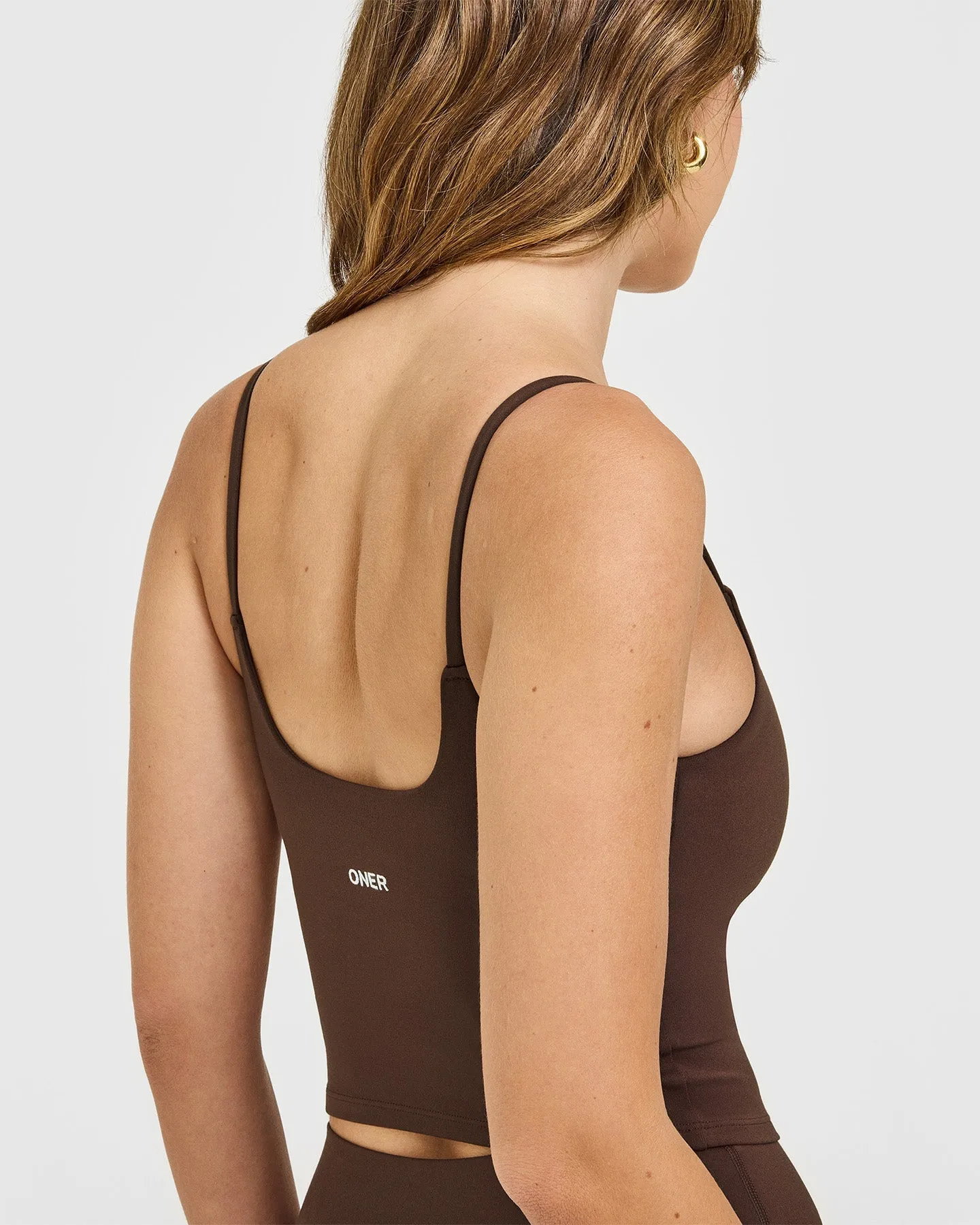 SoftMotion™ Strappy Mid Vest with Built in Bra Shelf | Espresso Brown sold by Oner Active product image thumbnail 4