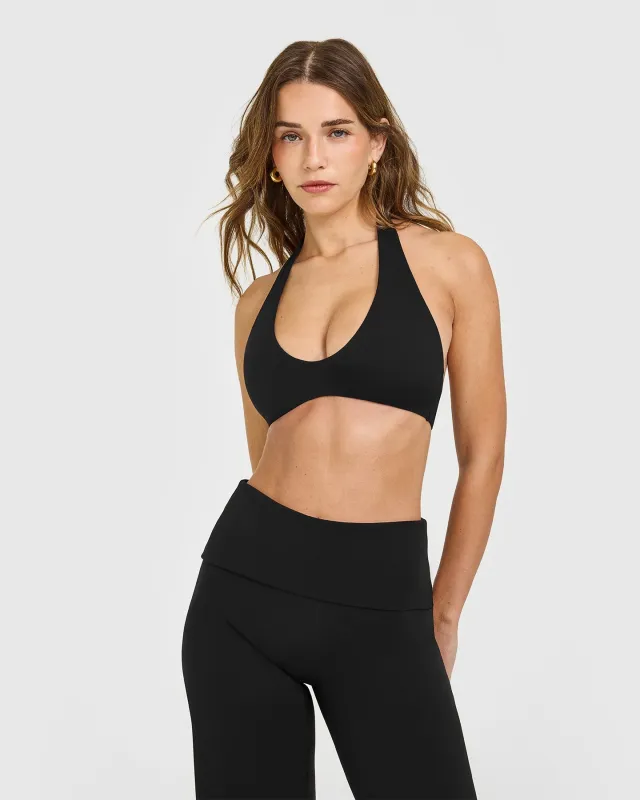 SoftMotion™ Minimal Halter Neck Bralette | Black sold by Oner Active