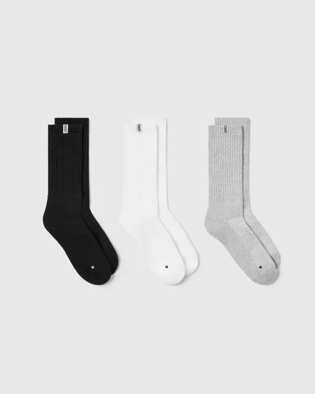 Slouchy Socks 3 Pack | Black/White/Grey Marl sold by Oner Active
