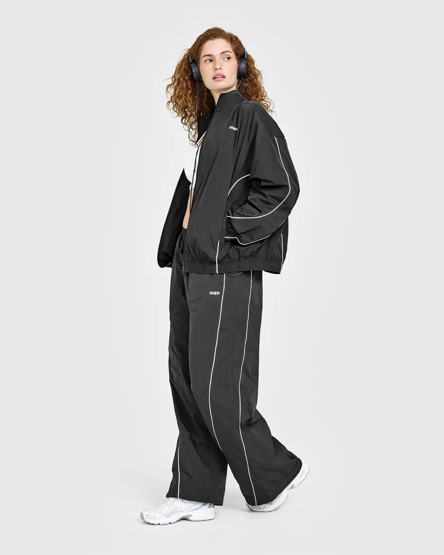 Oversized Piped Woven Track Jacket | Soft Black sold by Oner Active product image thumbnail 3