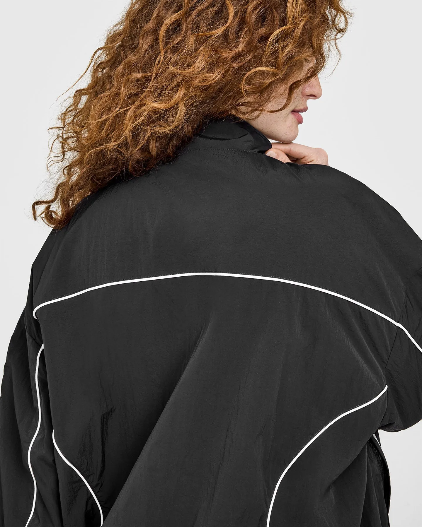 Oversized Piped Woven Track Jacket | Soft Black sold by Oner Active product image thumbnail 4