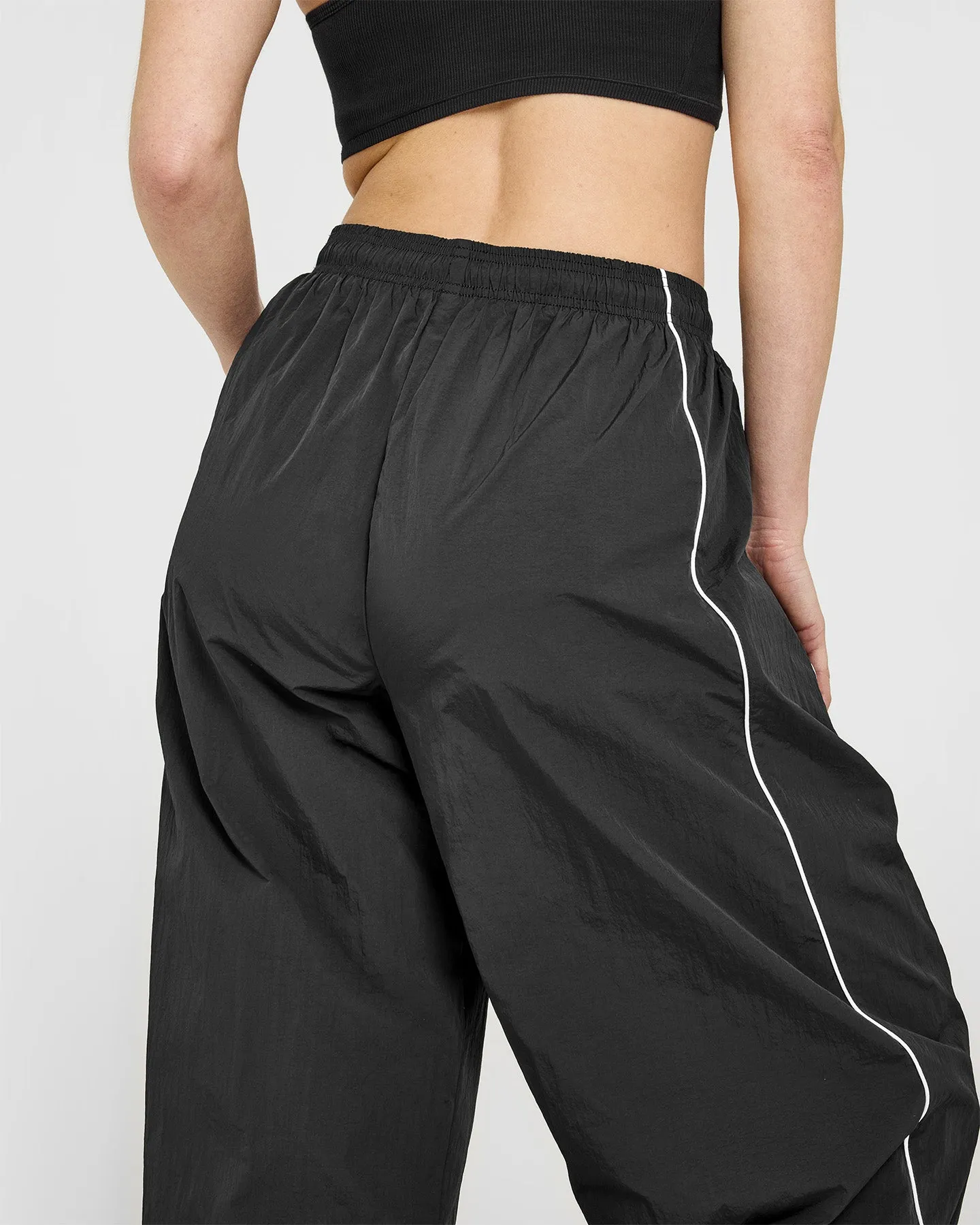 Oversized Piped Woven Straight Leg Track Bottoms | Soft Black sold by Oner Active product image thumbnail 4