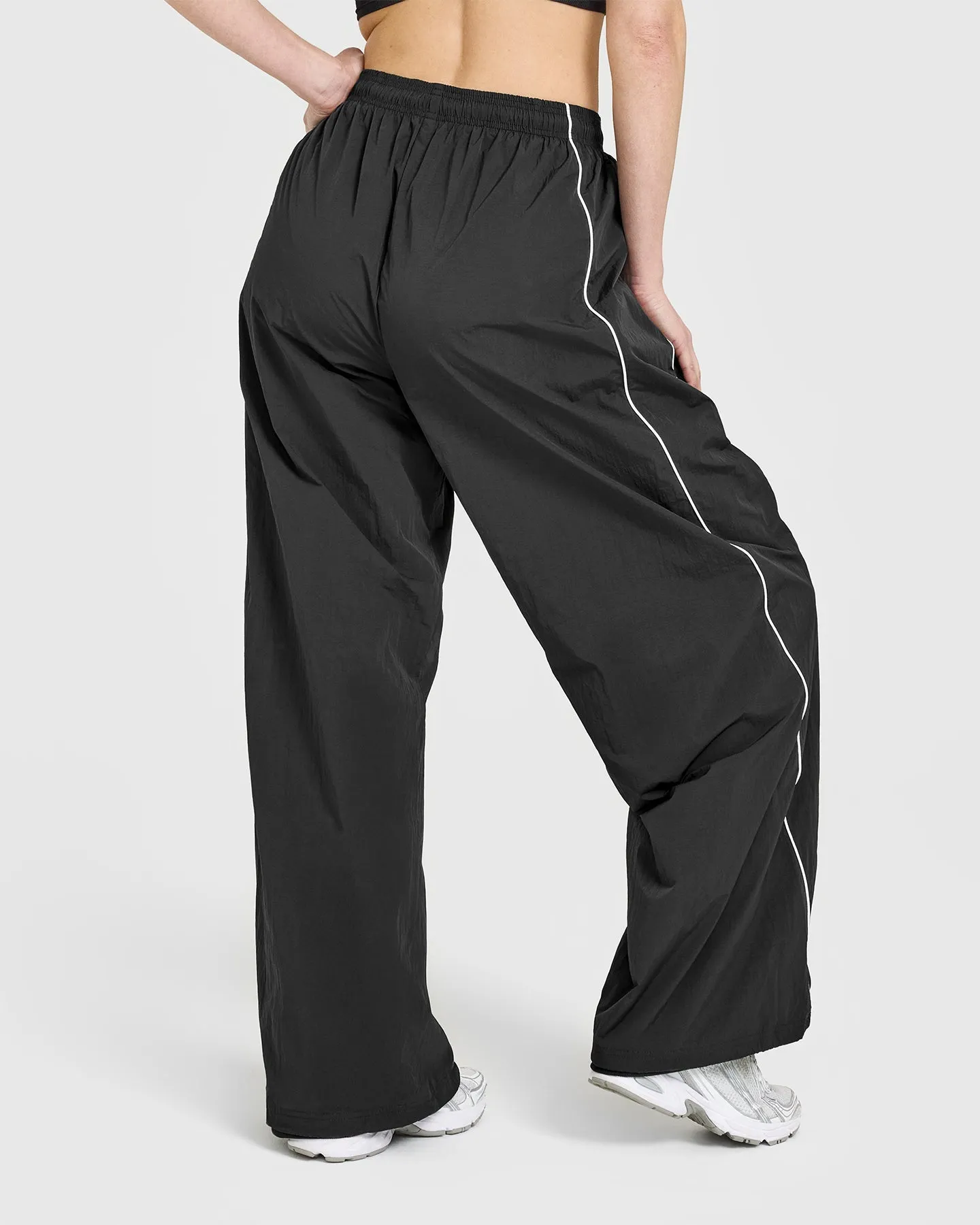 Oversized Piped Woven Straight Leg Track Bottoms | Soft Black sold by Oner Active product image thumbnail 2