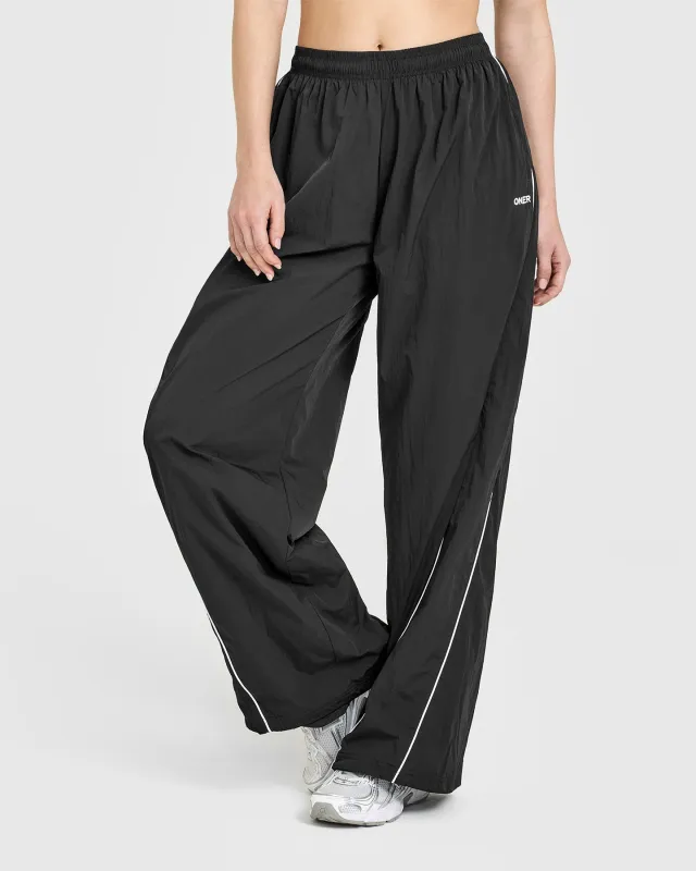 Oversized Piped Woven Straight Leg Track Bottoms | Soft Black sold by Oner Active