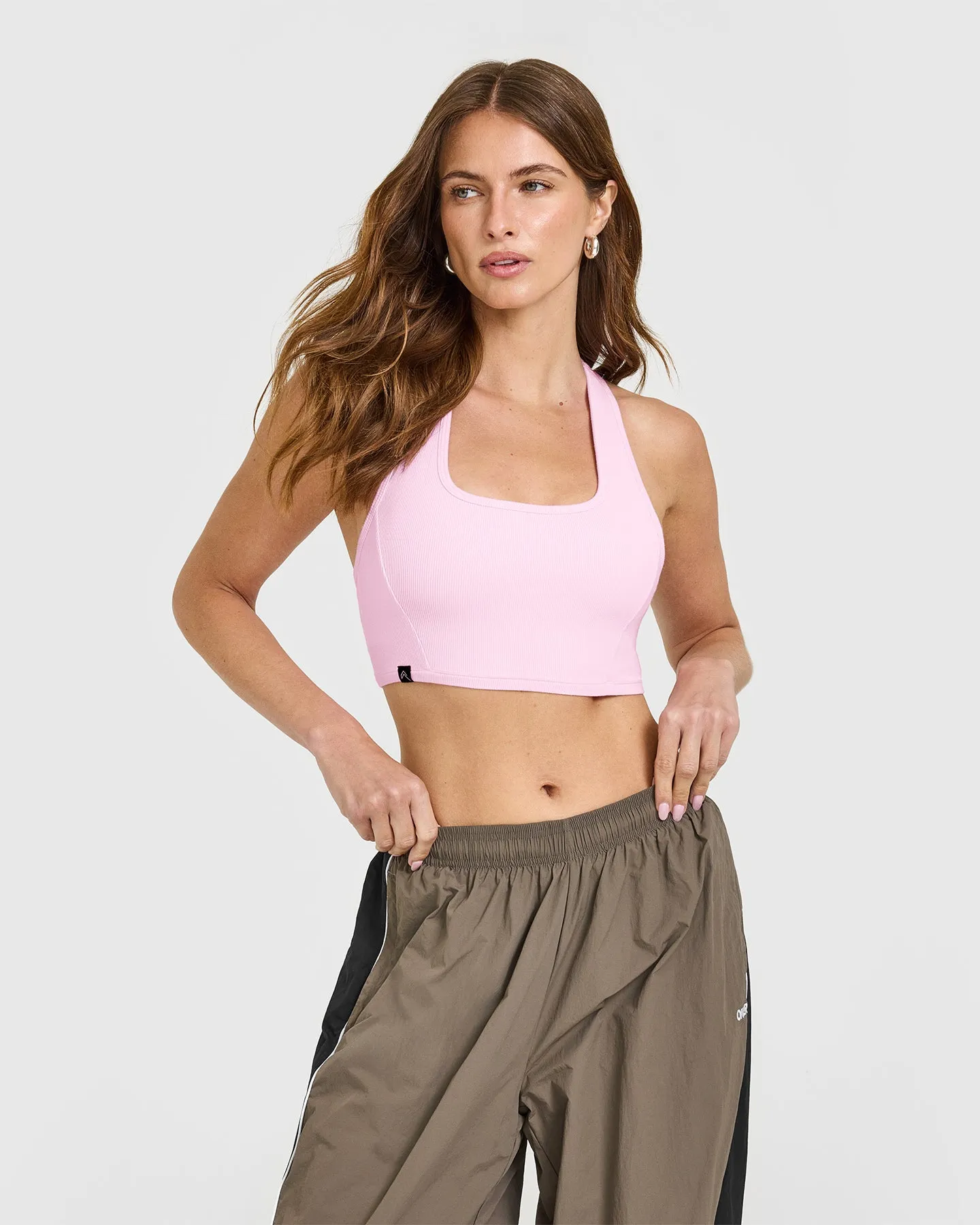 Mellow™ Rib Square Neck Bra | Chalk Pink sold by Oner Active