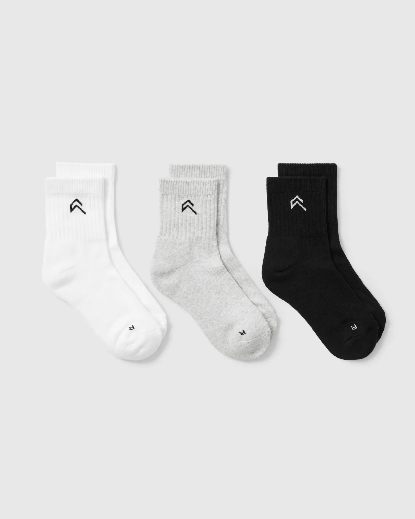 Mid Crew Socks 3 Pack | Grey/White/Black sold by Oner Active