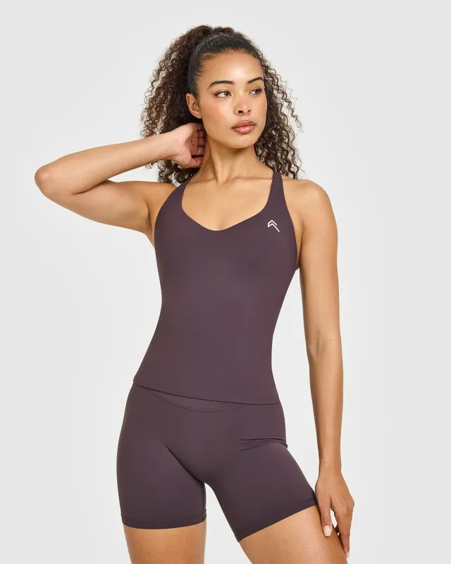 Unified V Neck Cross Back Vest | Dark Umber Brown sold by Oner Active