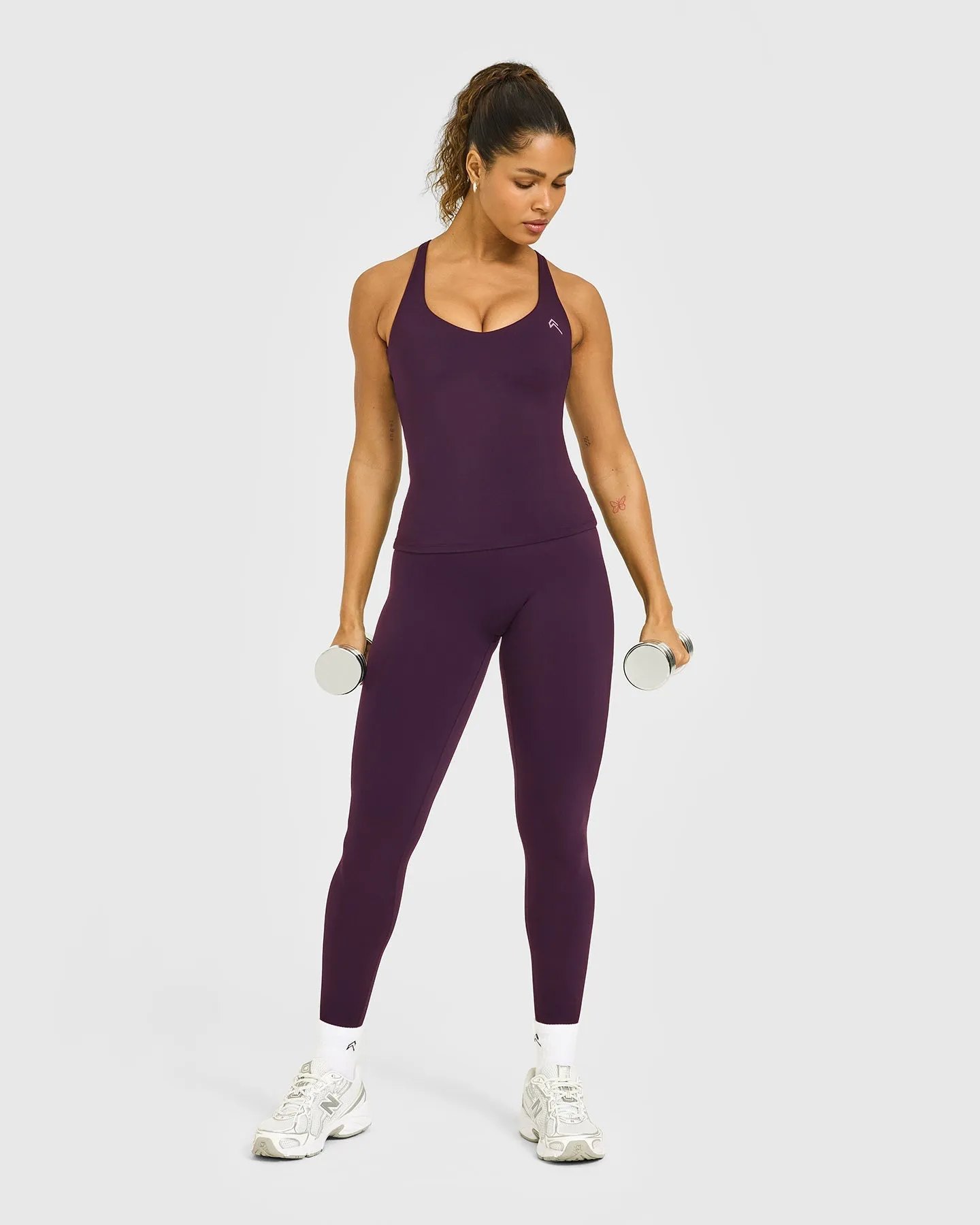 Unified V Neck Cross Back Vest White Logo | Blackberry Purple sold by Oner Active product image thumbnail 3