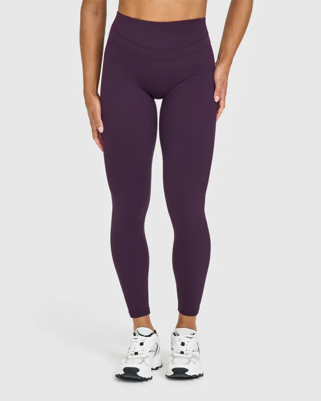 Unified High Waisted Leggings White Logo | Blackberry Purple sold by Oner Active