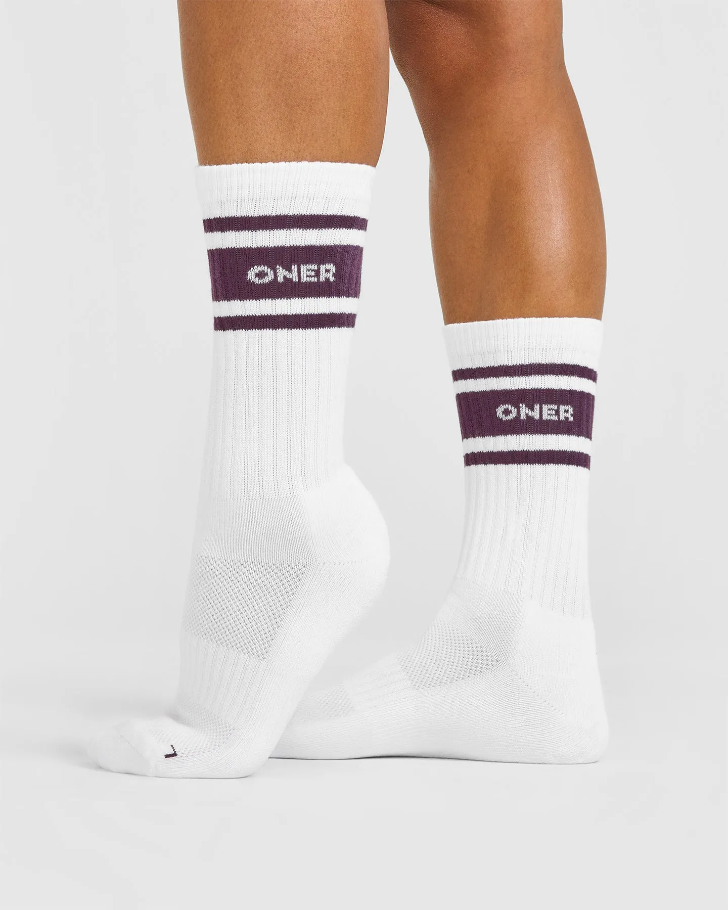 Varsity Long Crew Socks 2 Pack | Grey Marl/ White/ Blackberry sold by Oner Active product image thumbnail 2