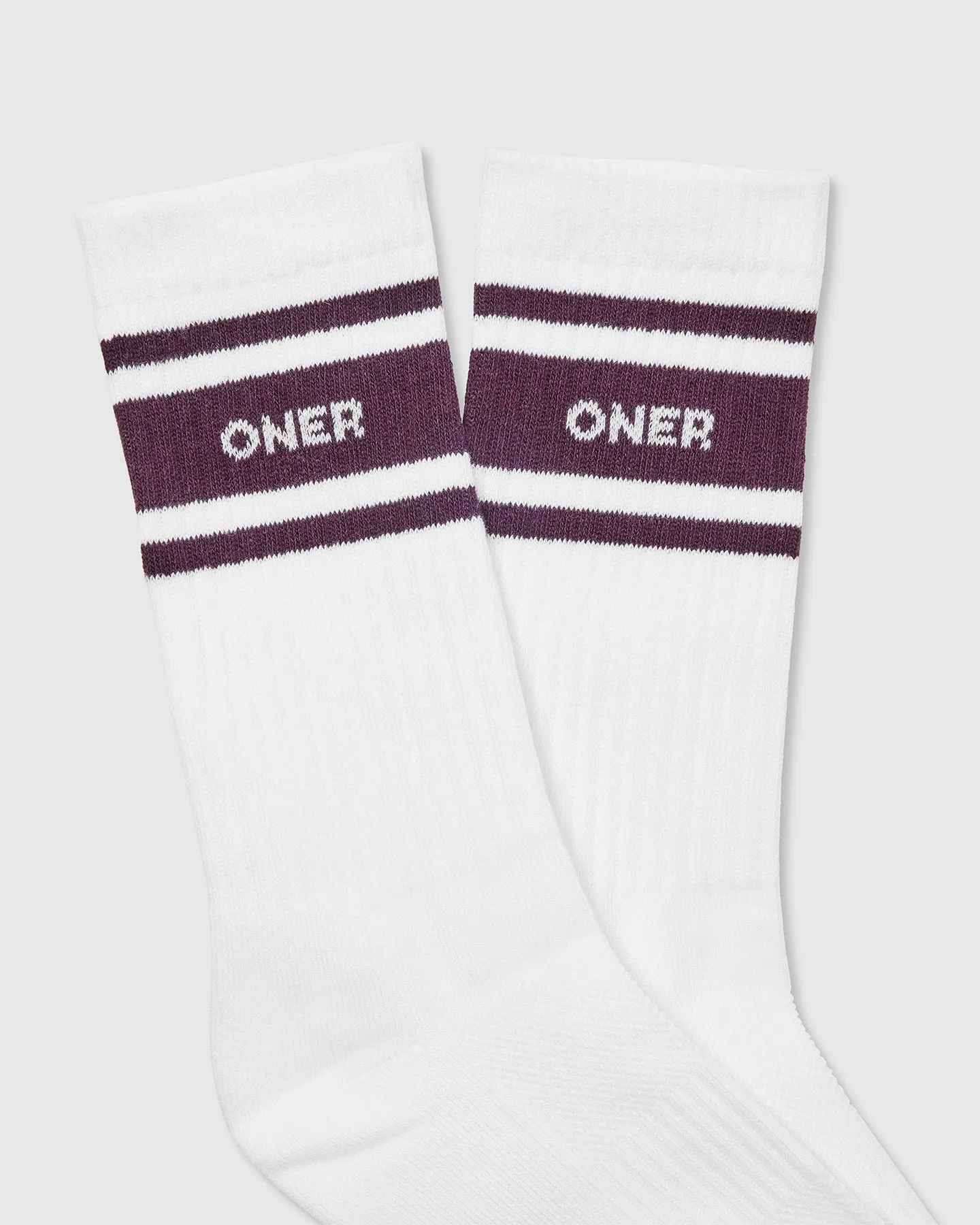 Varsity Long Crew Socks 2 Pack | Grey Marl/ White/ Blackberry sold by Oner Active product image thumbnail 4