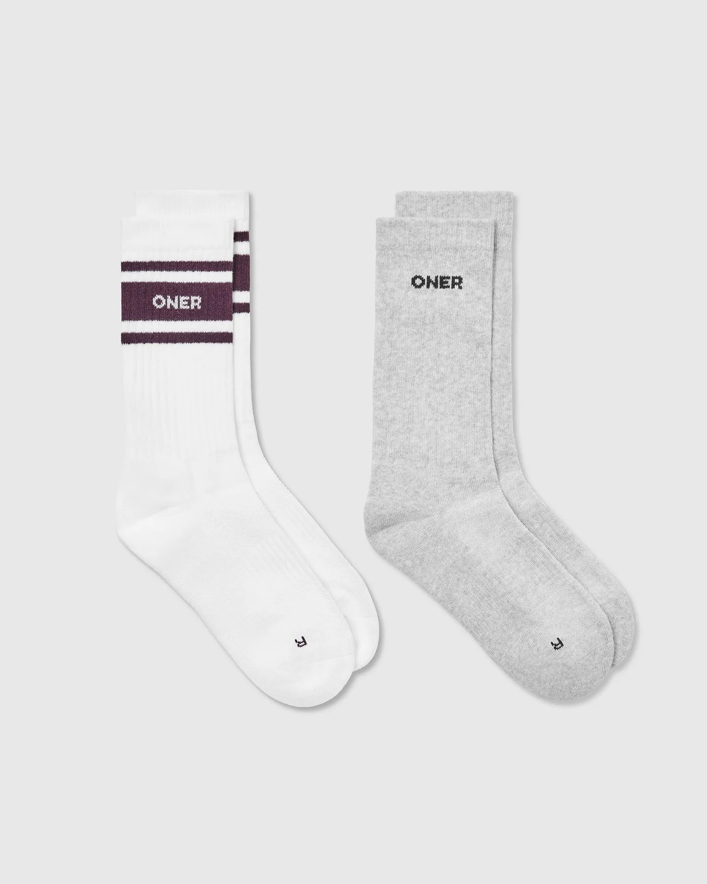 Varsity Long Crew Socks 2 Pack | Grey Marl/ White/ Blackberry sold by Oner Active
