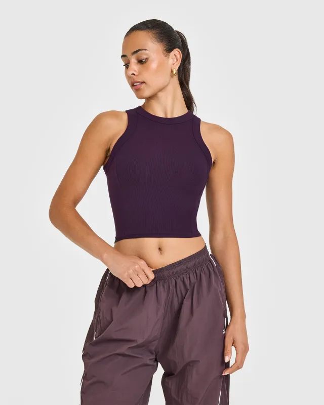 Mellow™ Rib High Neck Mid Tank Top | Blackberry Purple sold by Oner Active