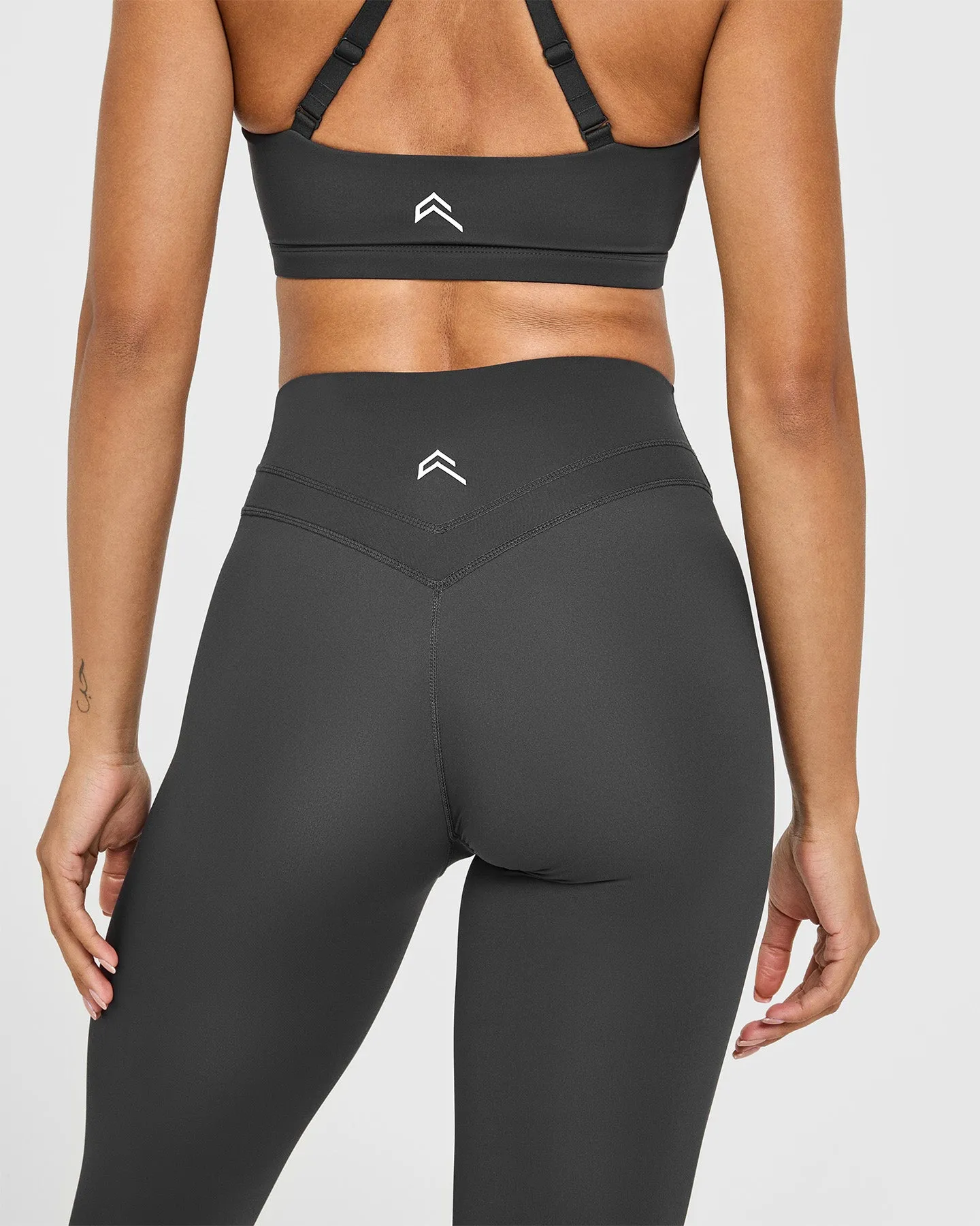 Unified High Waisted Leggings White Logo | Coal sold by Oner Active product image thumbnail 4