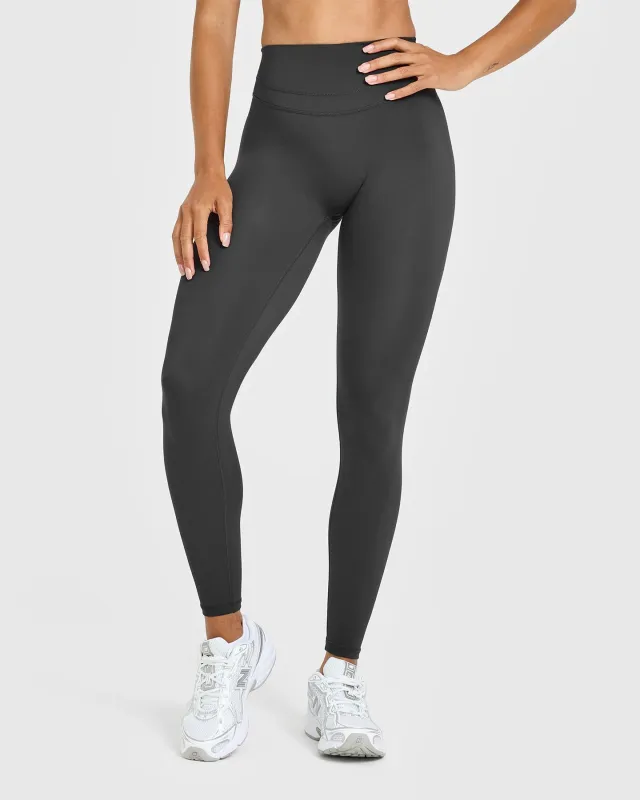 Unified High Waisted Leggings White Logo | Coal sold by Oner Active