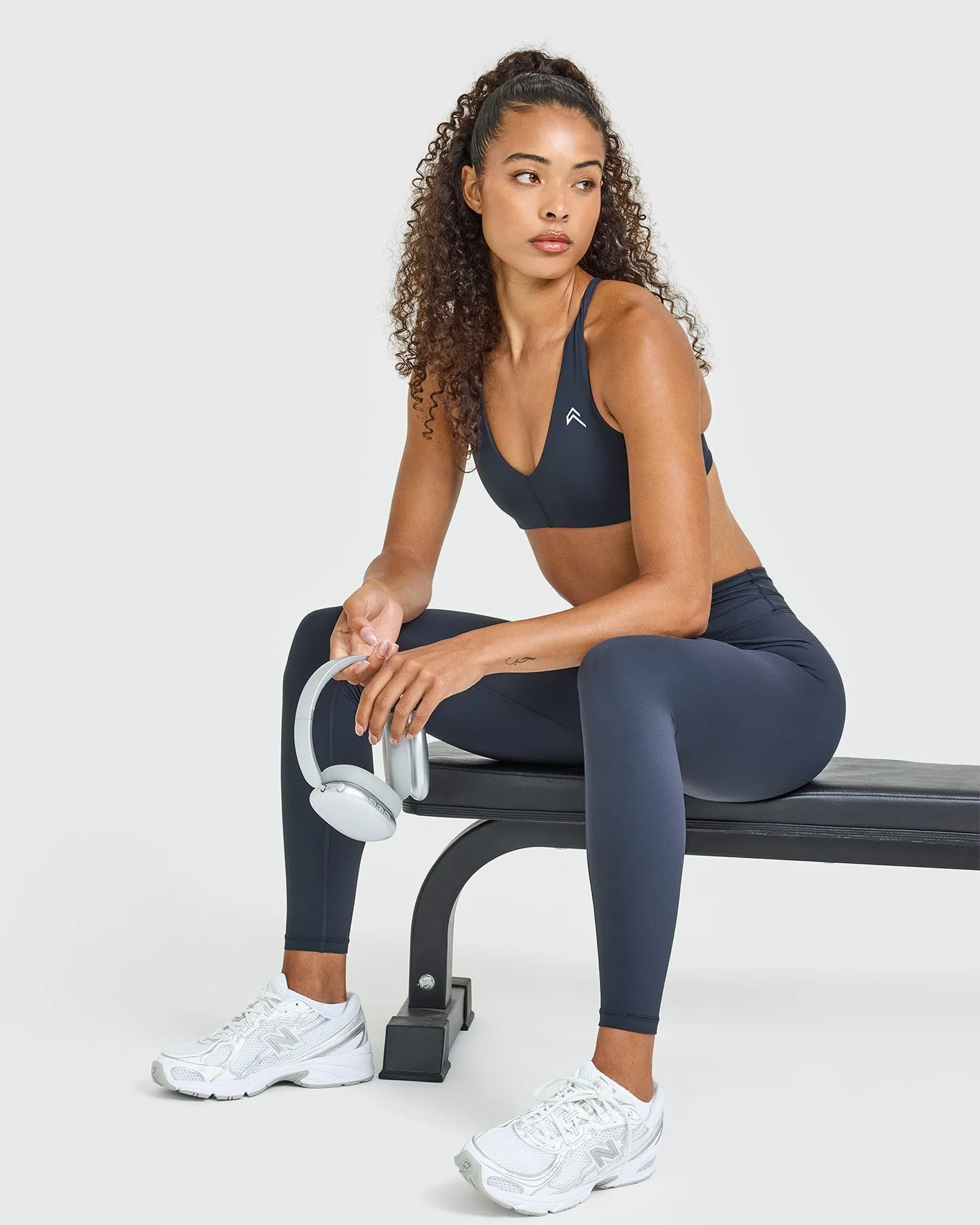 Unified High Waisted Leggings White Logo | True Blue sold by Oner Active product image thumbnail 3